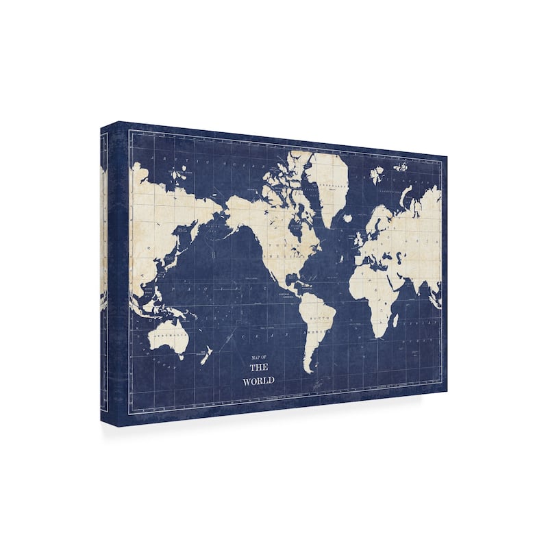 Sue Schlabach 'Blueprint World Map' Canvas Art