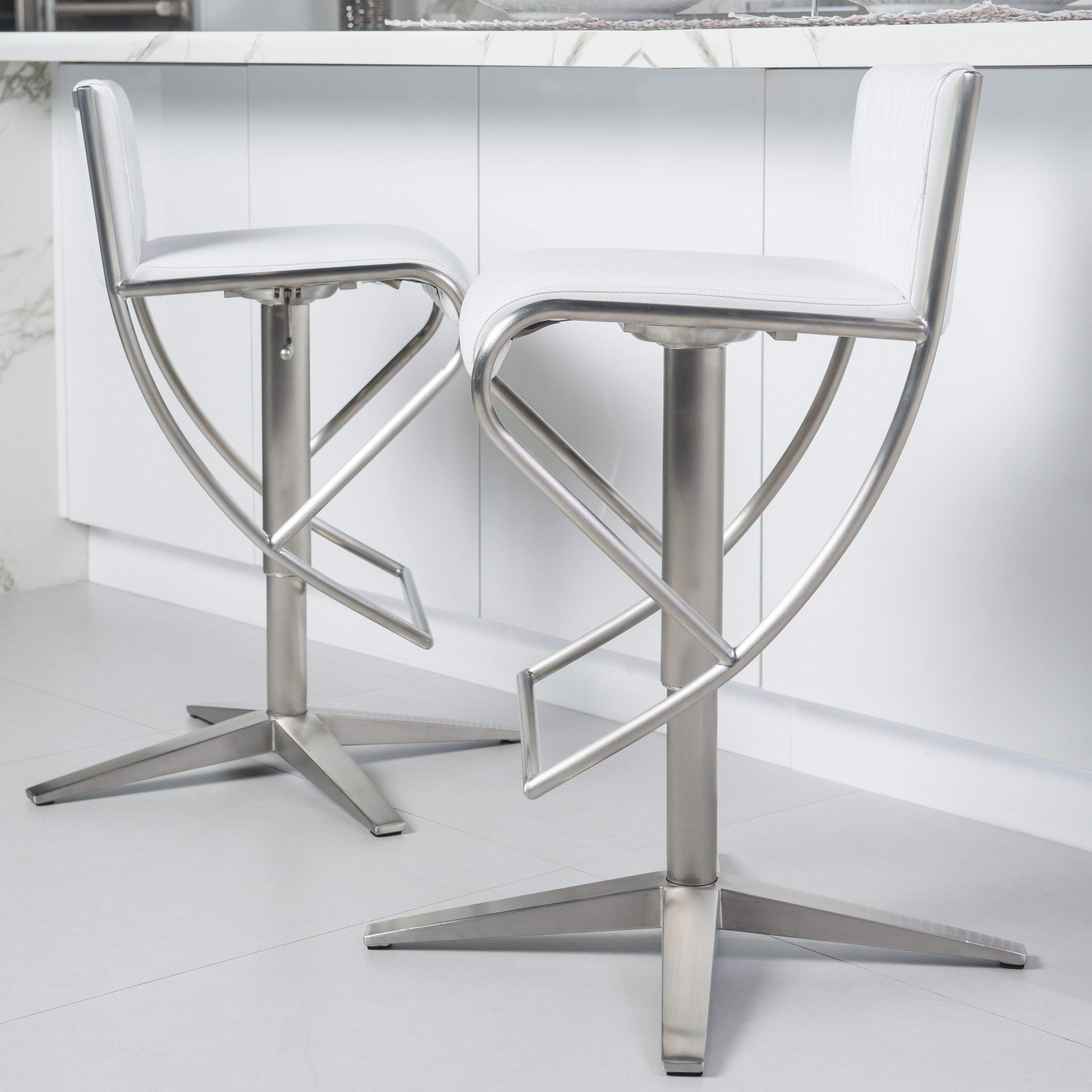 Mix brushed stainless steel adjustable height on sale swivel bar stool