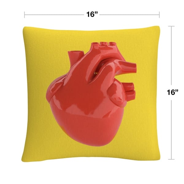 Modern 3D Red Heart By Abc 16x16 Throw Pillow