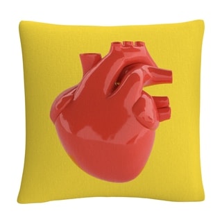 Modern 3D Red Heart By Abc 16x16 Throw Pillow