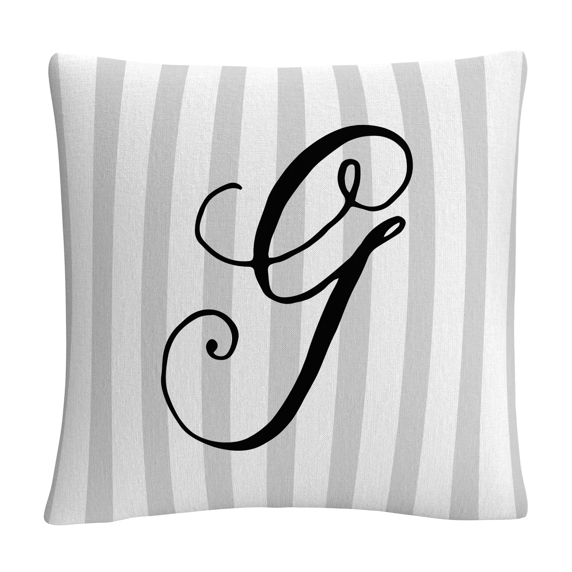 Gray Striped Ornate Script G By Abc 16x16 Throw Pillow