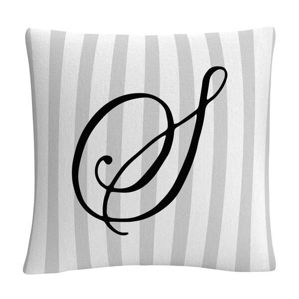 Gray Striped Ornate Script S By Abc 16x16 Throw Pillow - Bed Bath ...