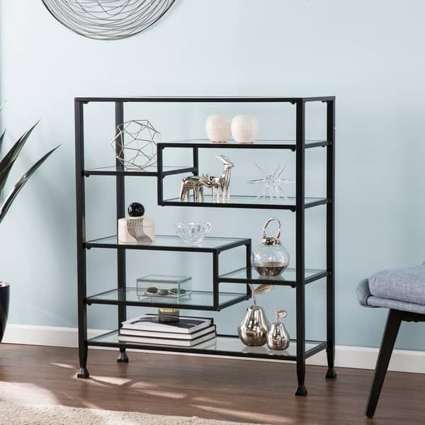 Shop Silver Orchid Price Modern Glam Display Bookcase Etagere