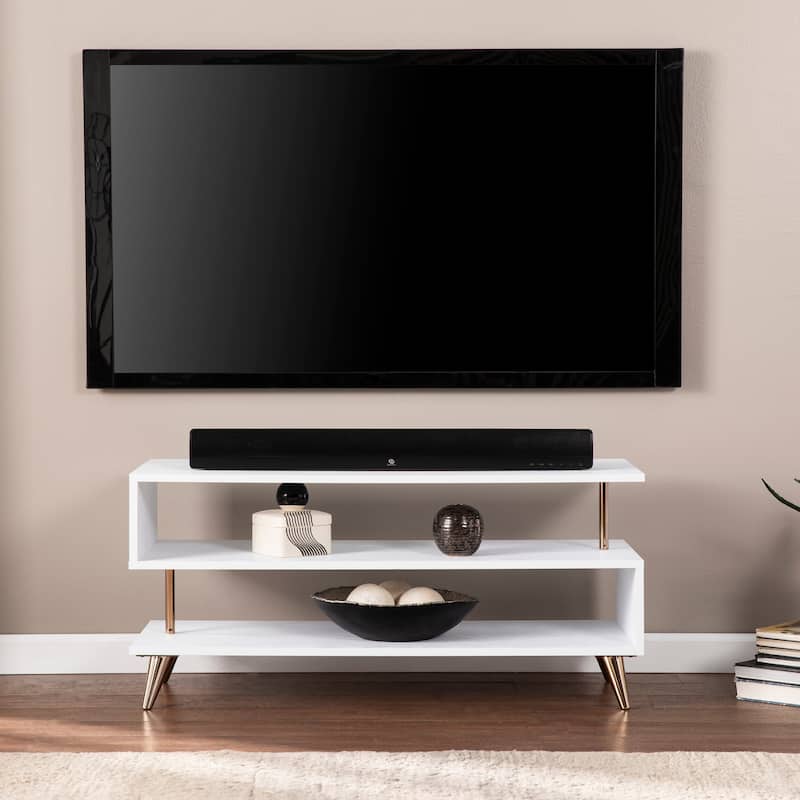 SEI Furniture White Low Profile Media TV Stand for TV's up to 41"