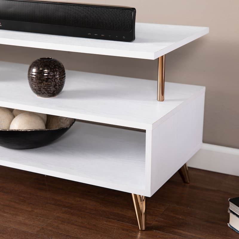 SEI Furniture White Low Profile Media TV Stand for TV's up to 41"