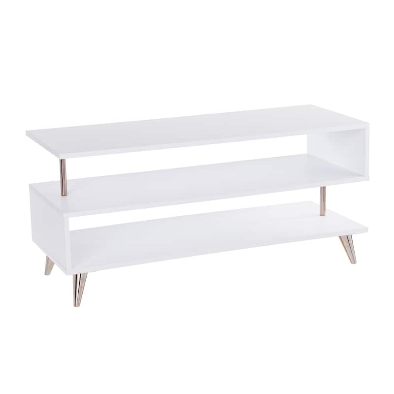 SEI Furniture White Low Profile Media TV Stand for TV's up to 41"