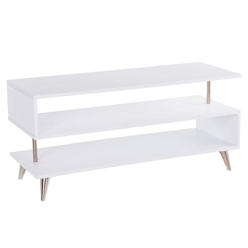 SEI Furniture White Low Profile Media TV Stand for TV's up to 41"