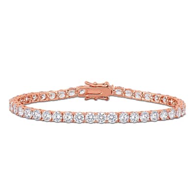 Miadora Rose Plated Sterling Silver 18 4/5ct TGW Cubic Zirconia Tennis Bracelet