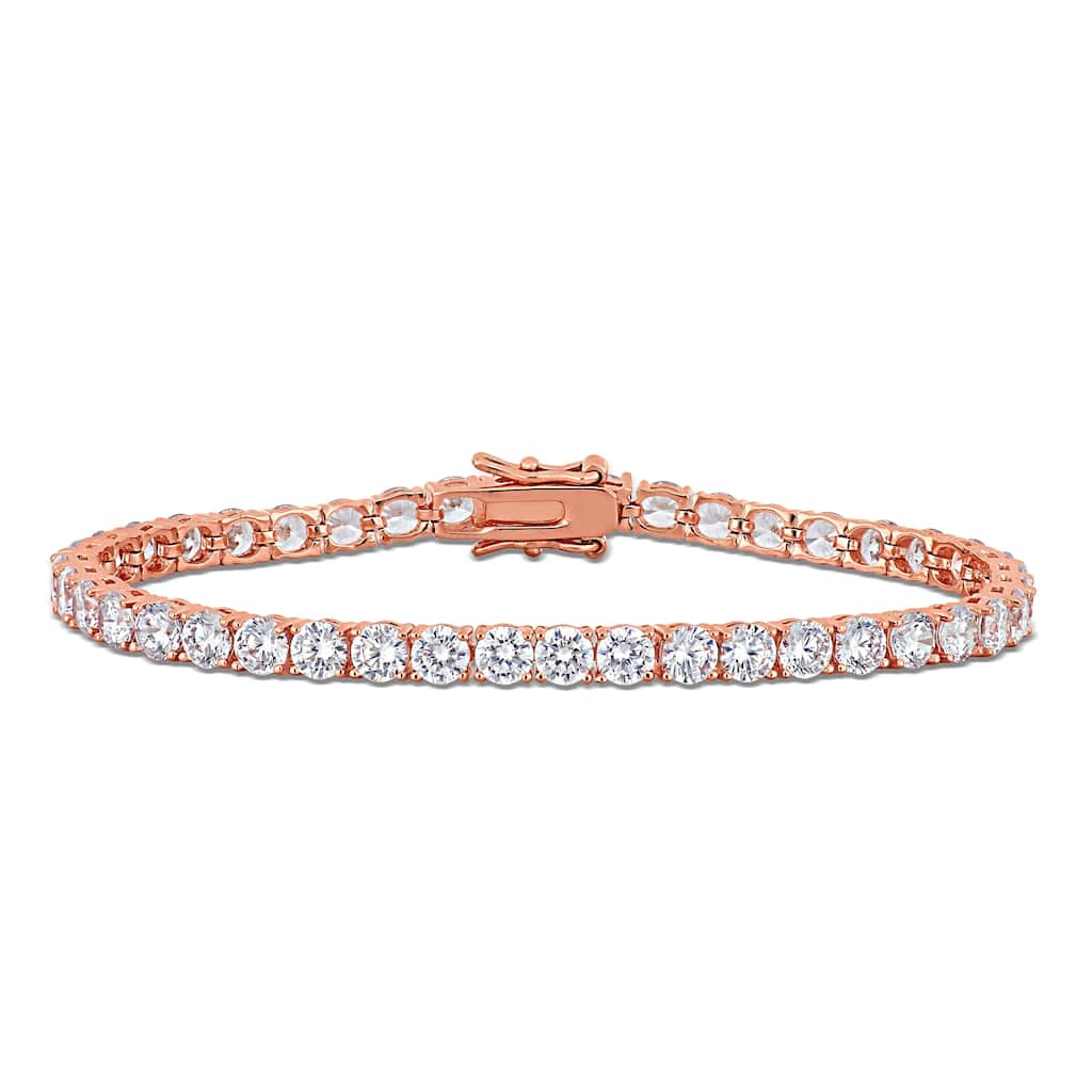 Miadora Rose Plated Sterling Silver 18 4/5ct TGW Cubic Zirconia Tennis Bracelet