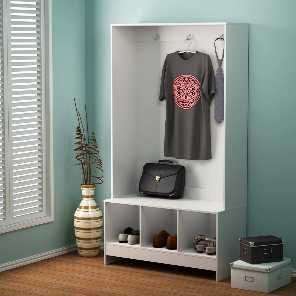 3 Cube Storage Hall Tree White