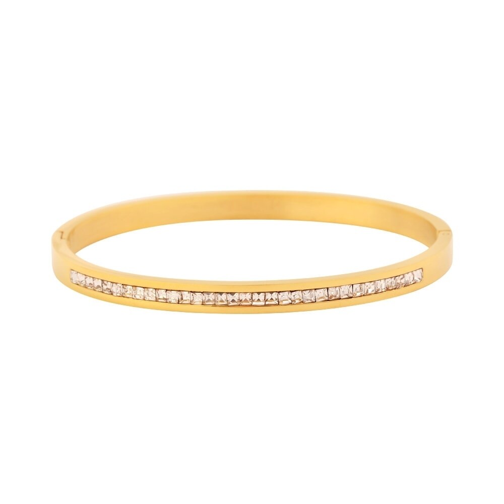 My Daily Styles Stainless Steel Rose Gold-Tone Faceted Bangle Bracelet