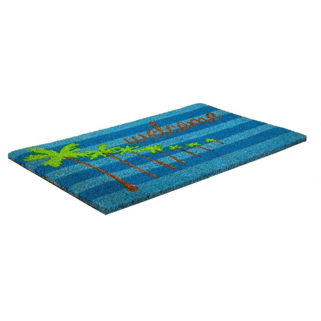 Entryways Palm Trees Slip Resistant Coir Doormat