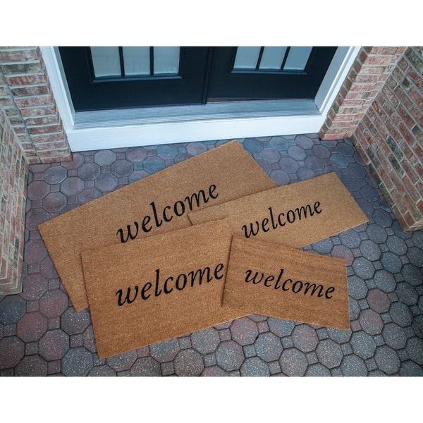 slide 1 of 11, Welcome Slip-resistant Coir Doormat