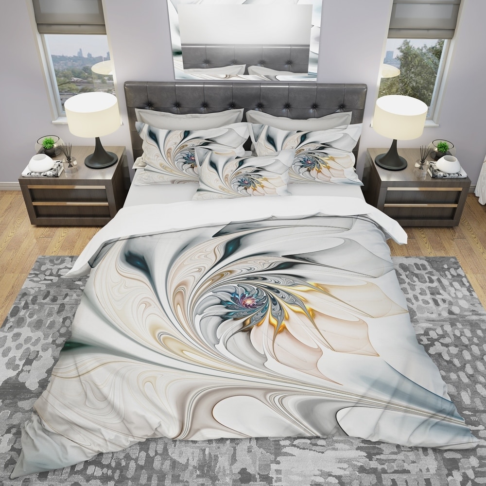 Design Artdesignart White Stained Glass Floral Art Modern Contemporary King Size Duvet Cover Set As Is Item King 2 Shams Dailymail