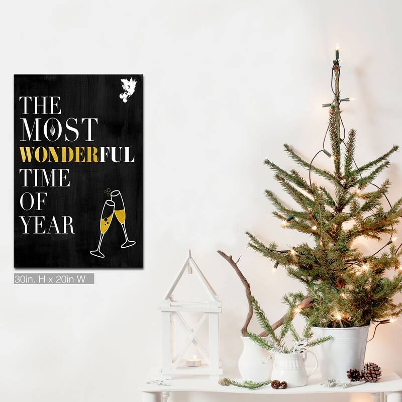 Ready2HangArt 'Time of Year' Wrapped Canvas Christmas Textual Wall Art - 20" W x 30" H