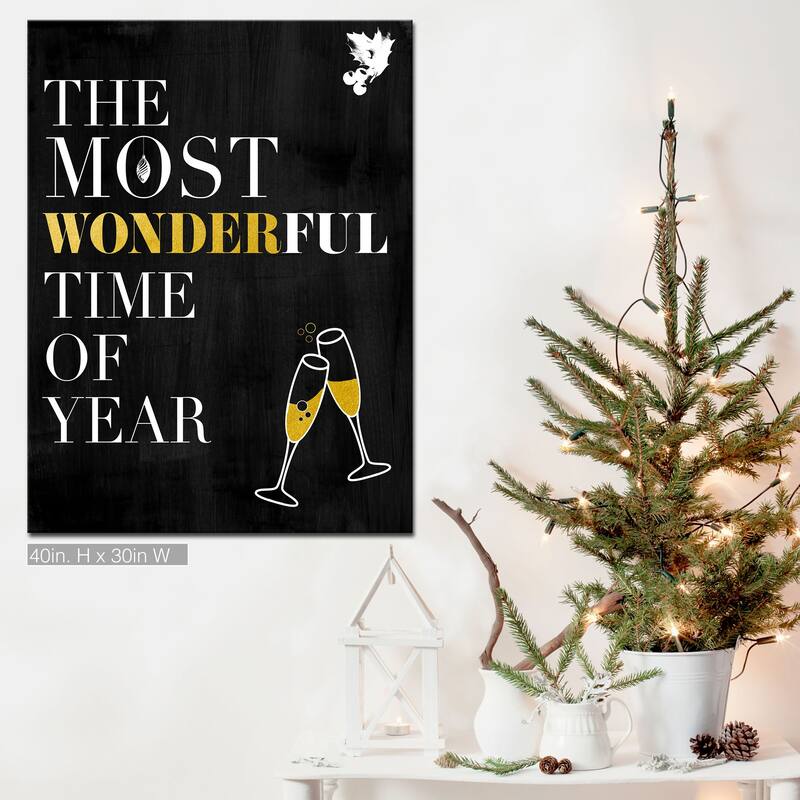 Ready2HangArt 'Time of Year' Wrapped Canvas Christmas Textual Wall Art - 30" W x 40" H