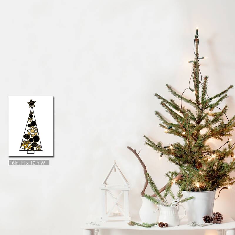 Ready2HangArt 'Glam Tree' Wrapped Canvas Christmas Textual Wall Art - 12" W x 16" H