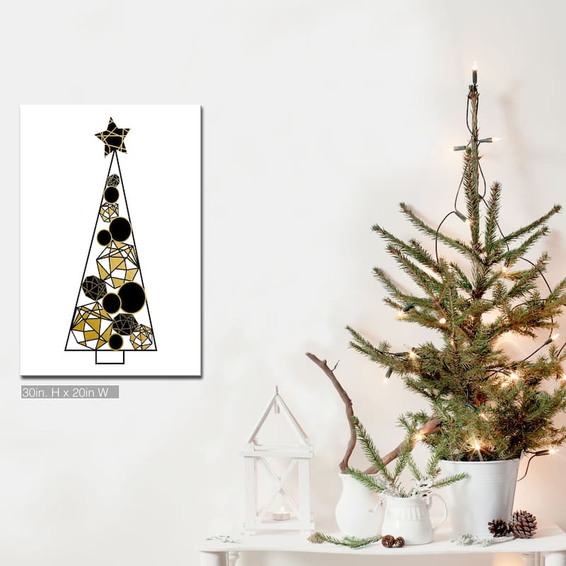 Ready2HangArt 'Glam Tree' Wrapped Canvas Christmas Textual Wall Art - 20" W x 30" H