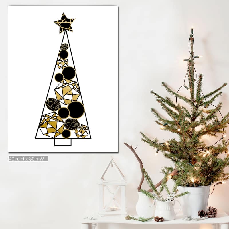 Ready2HangArt 'Glam Tree' Wrapped Canvas Christmas Textual Wall Art - 30" W x 40" H