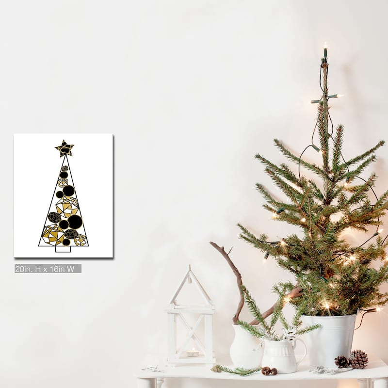 Ready2HangArt 'Glam Tree' Wrapped Canvas Christmas Textual Wall Art - 16" W x 20" H