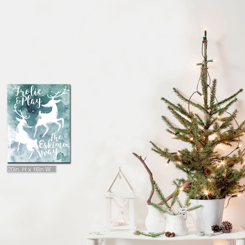 Ready2HangArt 'Frolic' Wrapped Canvas Christmas Wall Art - 16" W x 20" H