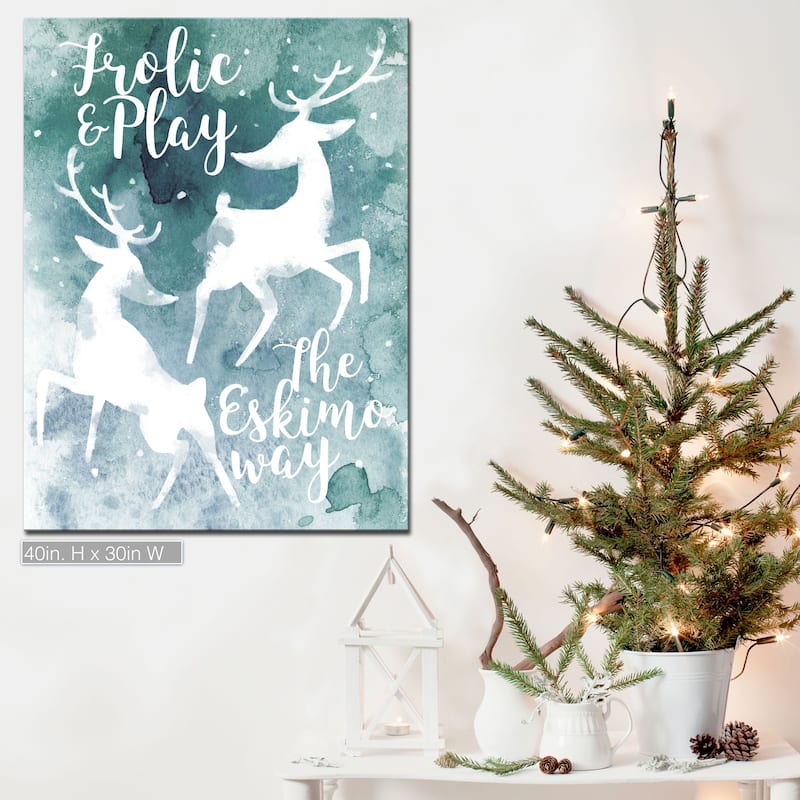 Ready2HangArt 'Frolic' Wrapped Canvas Christmas Wall Art - 30" W x 40" H