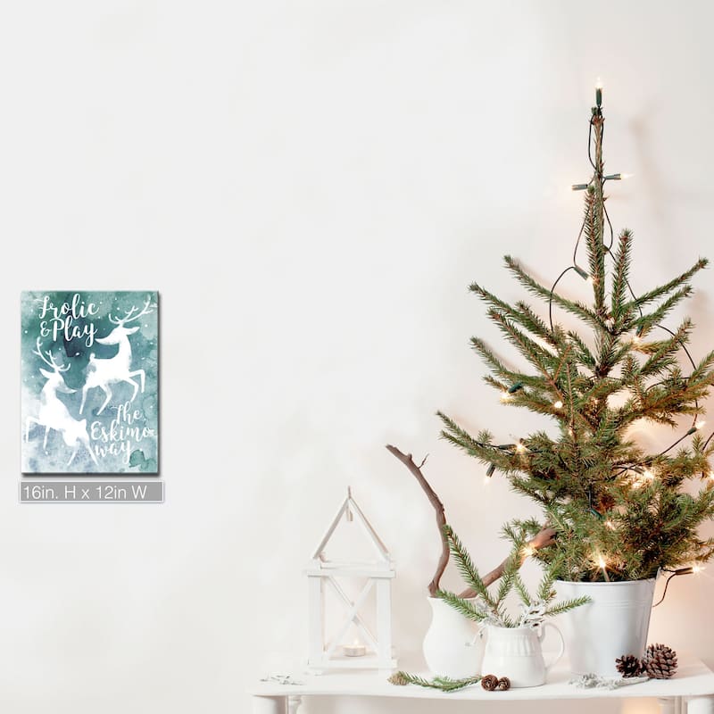 Ready2HangArt 'Frolic' Wrapped Canvas Christmas Wall Art - 12" W x 16" H