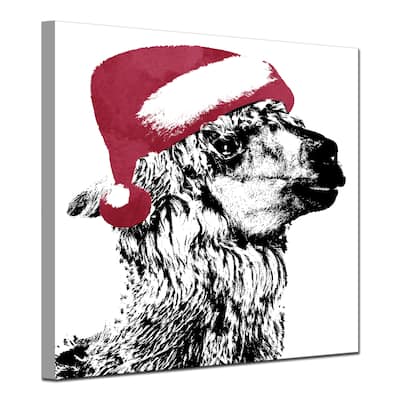 Ready2HangArt 'Alpaca Santa' Wrapped Canvas Christmas Wall Art