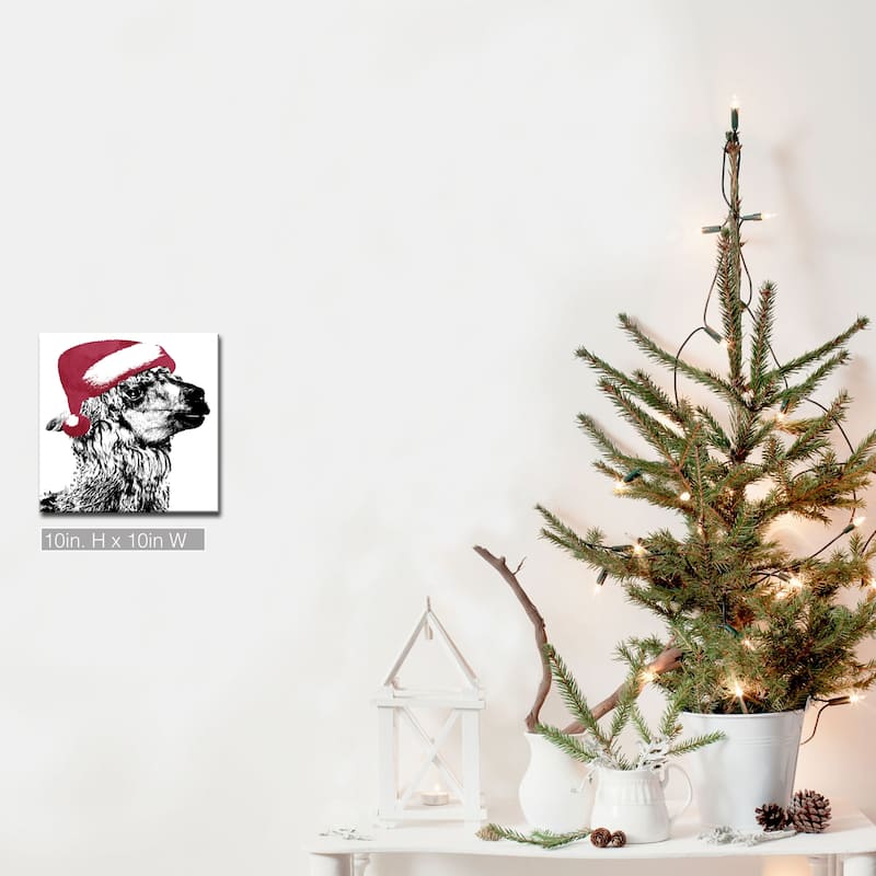 Ready2HangArt 'Alpaca Santa' Wrapped Canvas Christmas Wall Art - 10" W x 10" H