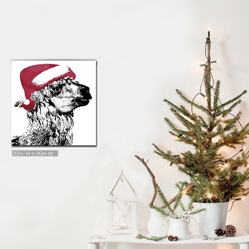 Ready2HangArt 'Alpaca Santa' Wrapped Canvas Christmas Wall Art - 20" W x 20" H