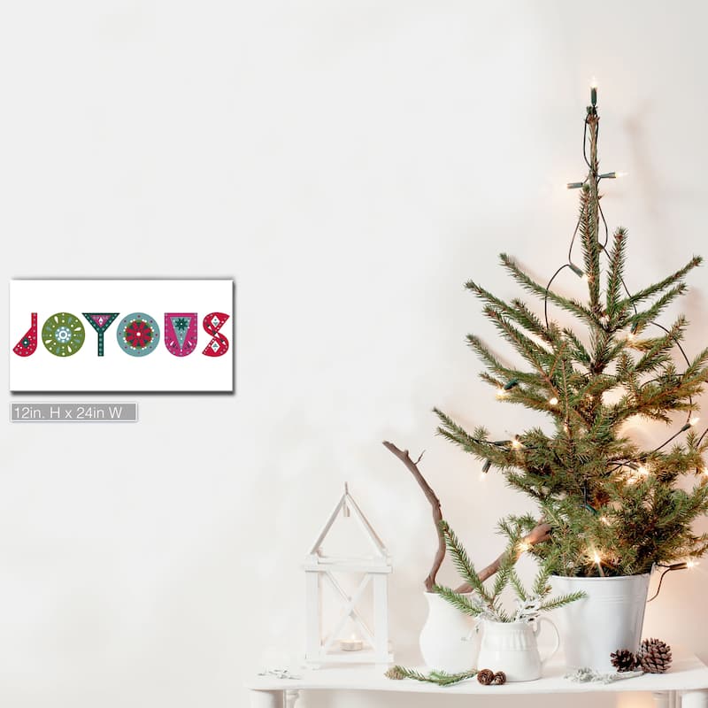 Ready2HangArt 'Joyous' Wrapped Canvas Christmas Wall Art - 24" W x 12" H