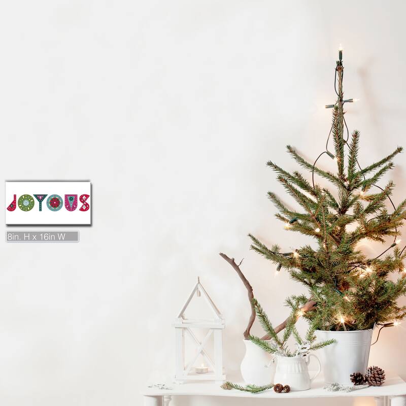 Ready2HangArt 'Joyous' Wrapped Canvas Christmas Wall Art - 16" W x 8" H