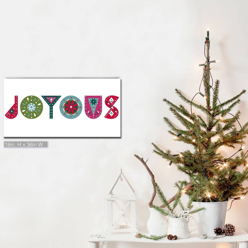 Ready2HangArt 'Joyous' Wrapped Canvas Christmas Wall Art - 36" W X 18" H
