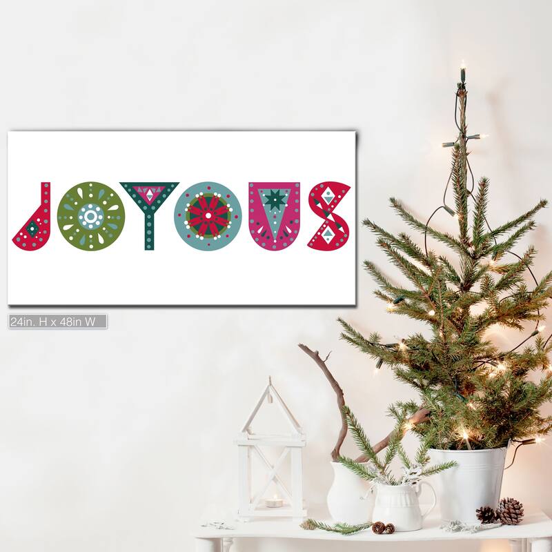 Ready2HangArt 'Joyous' Wrapped Canvas Christmas Wall Art - 48" W x 24" H