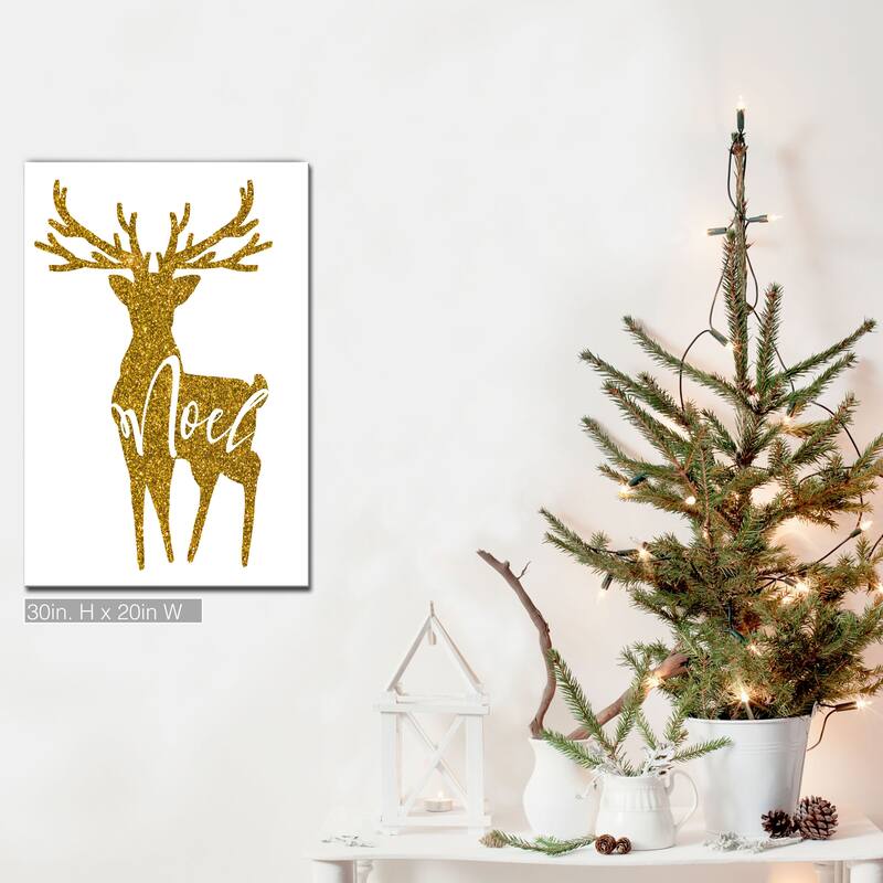 Ready2HangArt 'Glam Noel' Wrapped Canvas Christmas Textual Wall Art - 20" W x 30" H