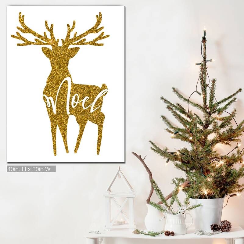 Ready2HangArt 'Glam Noel' Wrapped Canvas Christmas Textual Wall Art - 30" W x 40" H