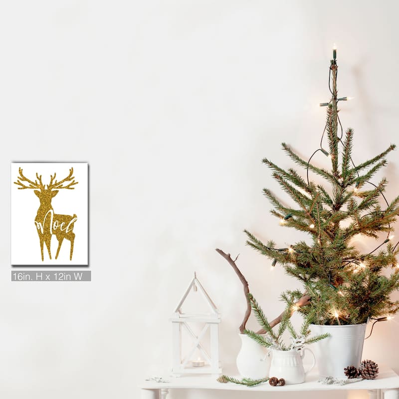 Ready2HangArt 'Glam Noel' Wrapped Canvas Christmas Textual Wall Art - 12" W x 16" H