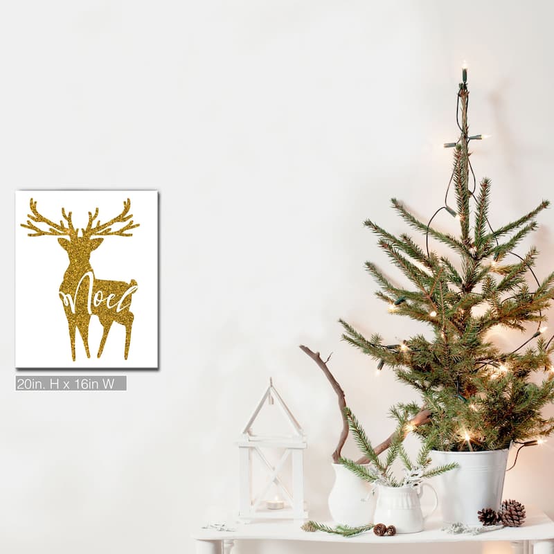 Ready2HangArt 'Glam Noel' Wrapped Canvas Christmas Textual Wall Art - 16" W x 20" H