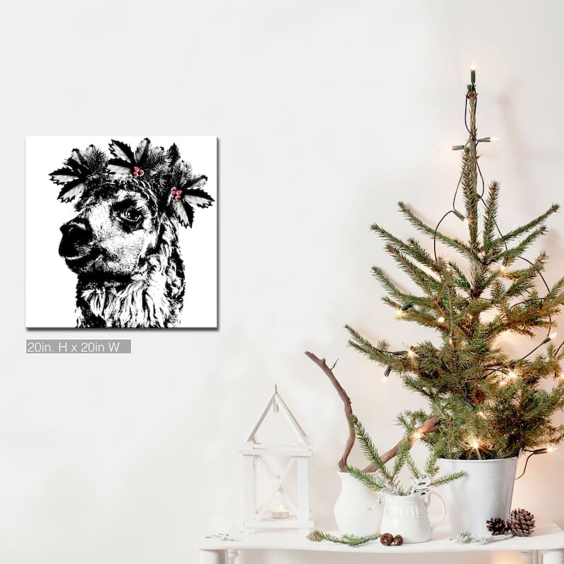 Ready2HangArt 'Alpaca Elf' Wrapped Canvas Christmas Wall Art - 20" W x 20" H