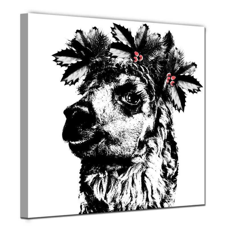 Ready2HangArt 'Alpaca Elf' Wrapped Canvas Christmas Wall Art