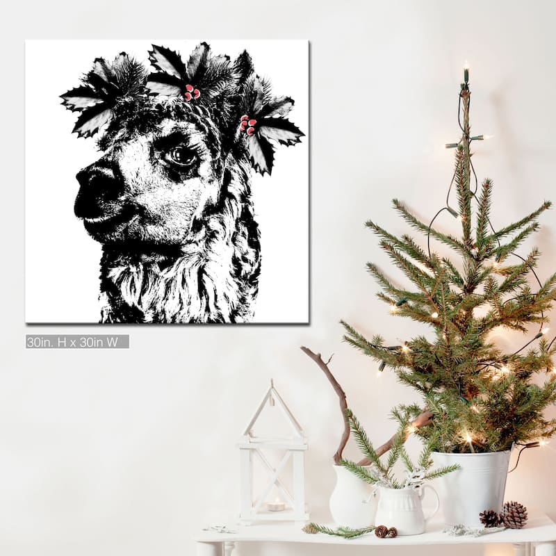 Ready2HangArt 'Alpaca Elf' Wrapped Canvas Christmas Wall Art - 30" W x 30" H