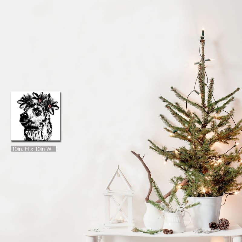 Ready2HangArt 'Alpaca Elf' Wrapped Canvas Christmas Wall Art - 10" W x 10" H