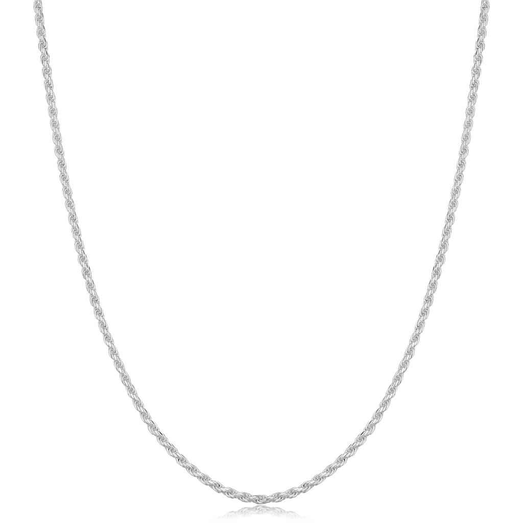 Sterling Silver 1.3 millimeter Diamond Cut Rope Necklace (14-30 inch)