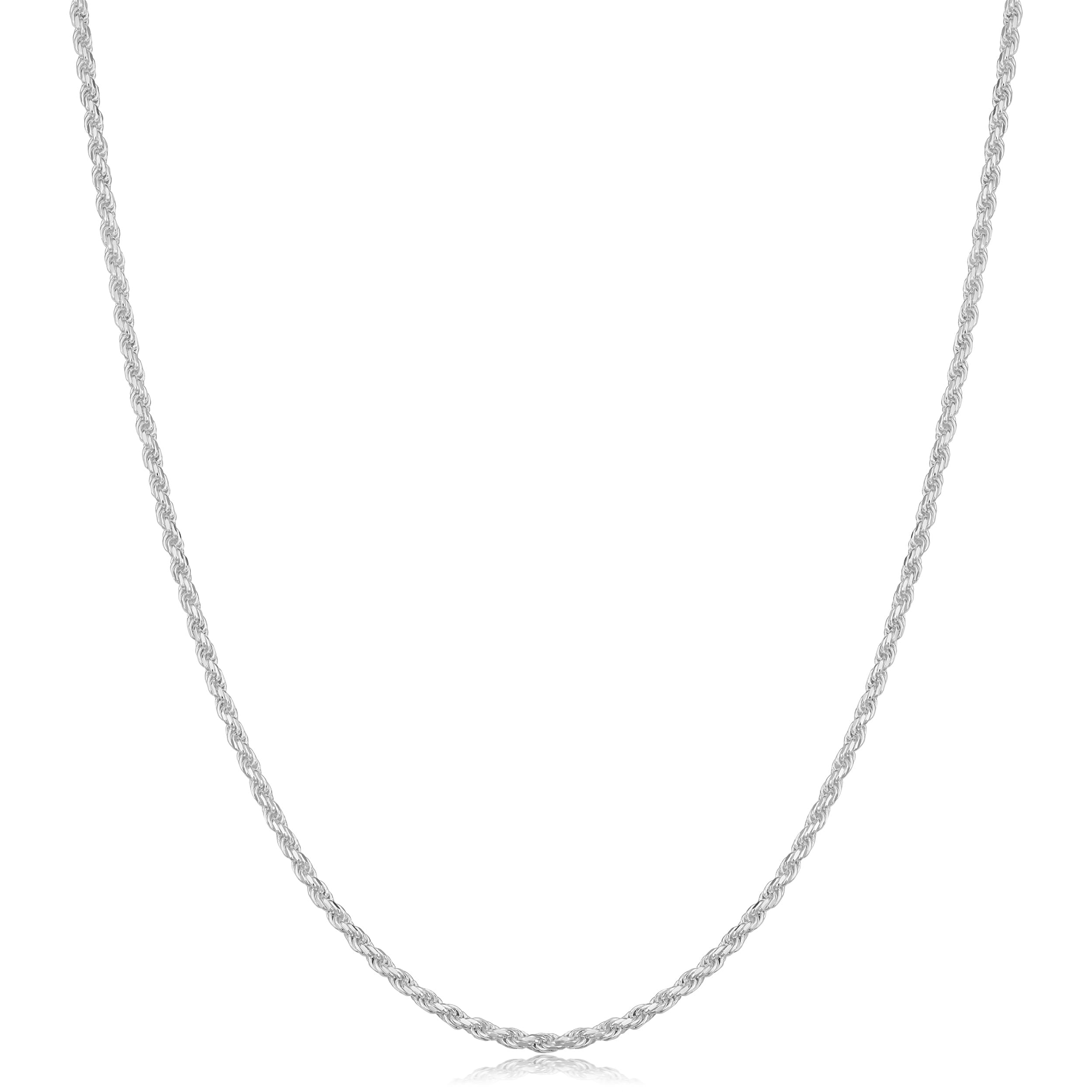 Au Naturale Sterling Silver 1.3 millimeter Diamond Cut Rope Necklace (14-30 inch)