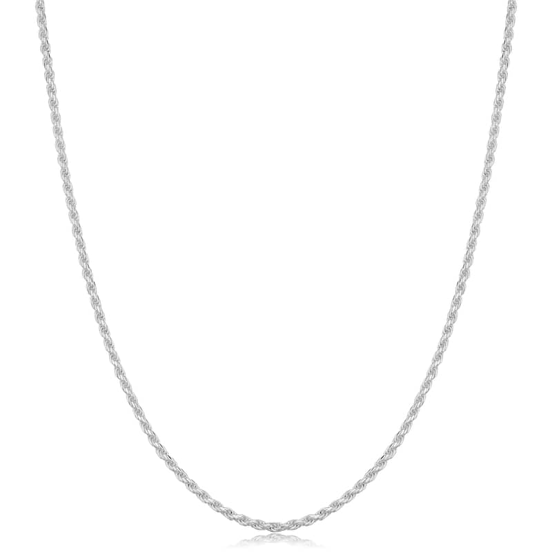 Sterling Silver 1.3 millimeter Diamond Cut Rope Necklace (14-30 inch)
