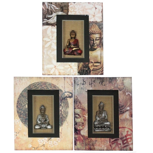 Essential Decor & Beyond 3pc. Buddha Wood Wall Decor EN40142 - Multi-color