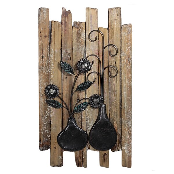 Essential Decor & Beyond Flowers in a Vase Wooden Wall Decor EN2854 - Multi-color