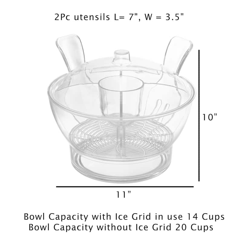 Ice Bowl-Large Cold Server with Lid, Dip Bowl, Serving Utensils, Dividers, and Ice Compartment by Classic Cuisine