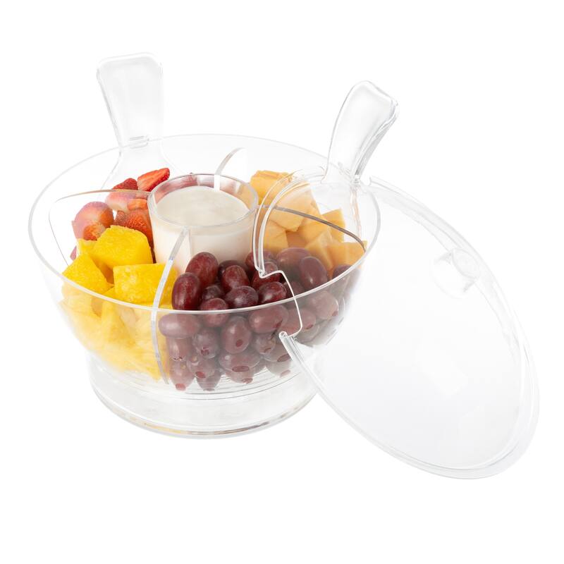 Ice Bowl-Large Cold Server with Lid, Dip Bowl, Serving Utensils, Dividers, and Ice Compartment by Classic Cuisine