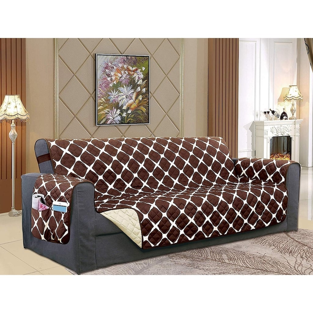 Elegant Comfort Reversible Bloomingdale Pattern Quilted Oversized Sofa Furniture Protector